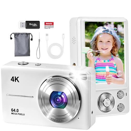 書画カメラ 4K オートフォーカス 1600万画素 高性能カメラ AI音声強化 Amazon | デジカメ【4K動画撮影、6400万画素】デジタルカメラ 32GB